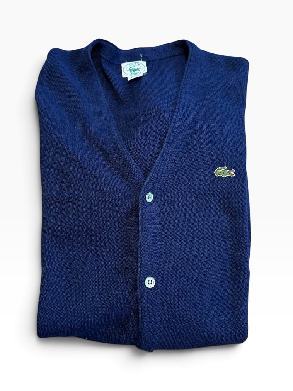 Vintage Izod Lacoste Gator Preppy Dark Blue Cardigan Acrylic Men's Size 3X